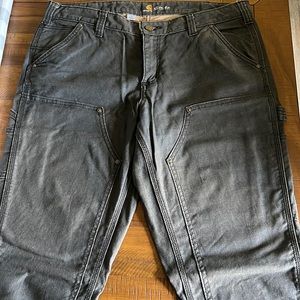 NWOT CARHARTT women’s SLIM FIT DOUBLE FRONT CANVAS DUNGAREE color SHADOW 12 Tall